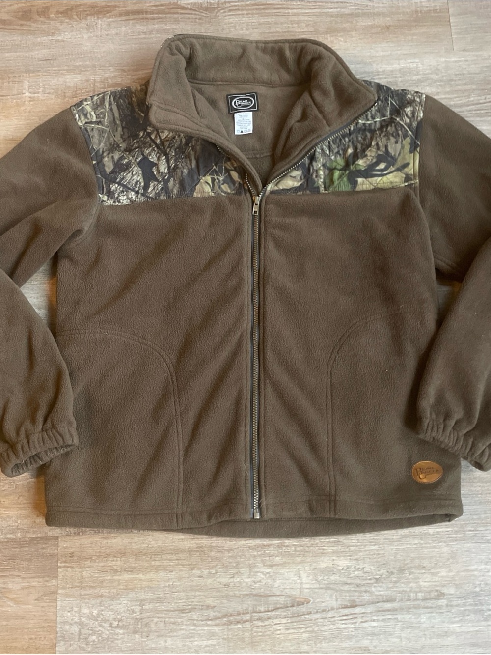 Bear Creek Outfitters L Polyester Fleece Jacket Green And Camo Full Zip Hunting